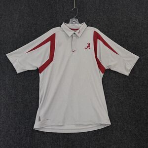 Alabama Crimson Tide Shirt Polo Men's Large Gray Red Fit Dry Nike Team Bama